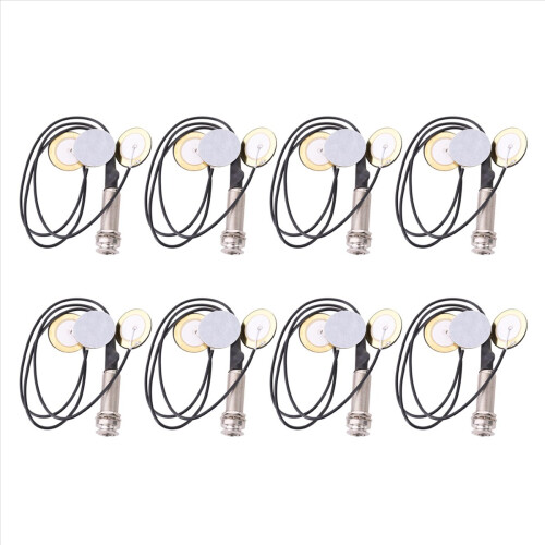 8x piëzo-contactmicrofoon met 3 transducer-pickups en eindpin-aansluiting voor 2