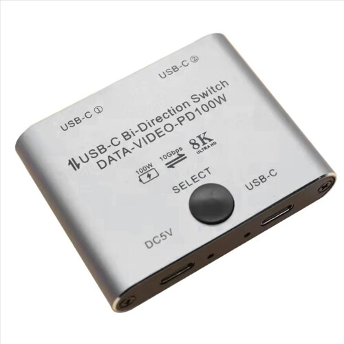 2x bidirectionele USB-C switch/splitter 8K switcher KVM 60Hz 4K 144Hz 1