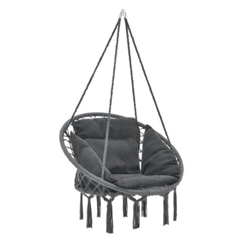 Runder Hängesessel mit Kissen, Sitzdurchmesser 60 cm, dunkelgrau 03_0006059