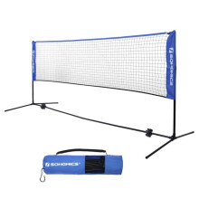 Tragbares Badmintonnetz - HELLOSHOP26 - Familienmodell 4m - Höhenverstellbar 90–155 cm - 400x103x155 cm - Schwarz