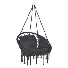Hamaca silla redonda con cojín silla colgante diámetro de asiento 60 cm negro 03_0006060