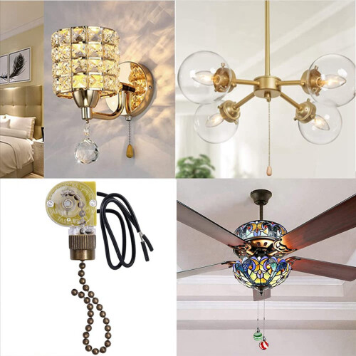 Ceiling Fan Light Switch ZE-109 Two-Wire with Pull Cords for Fans Lamp 2