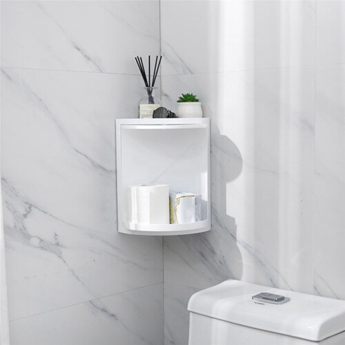 2X Bathroom Corner Storage 360 Rotating Wall-Mounted Shelf Shampoo Cos 2
