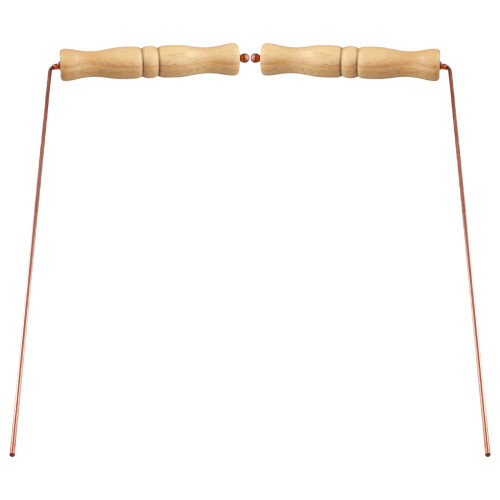 8X Copper Dowsing Rods Kit for Divination Tool - Natural Wooden Handle 2