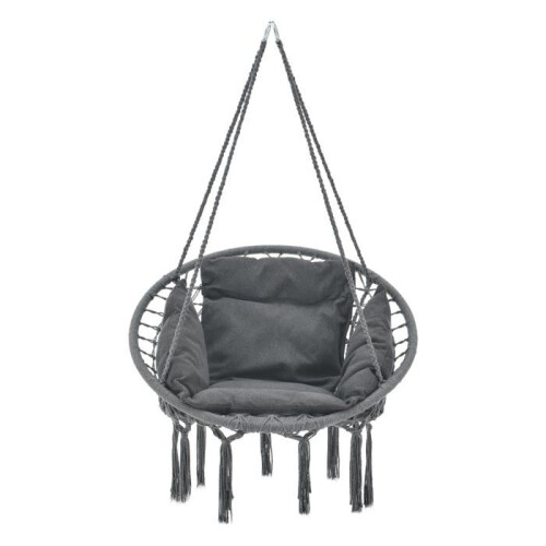 Runder Hängesessel mit Kissen, Sitzdurchmesser 60 cm, dunkelgrau 03_0006059 1