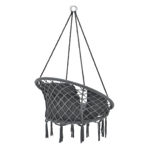 Runder Hängesessel mit Kissen, Sitzdurchmesser 60 cm, dunkelgrau 03_0006059 2