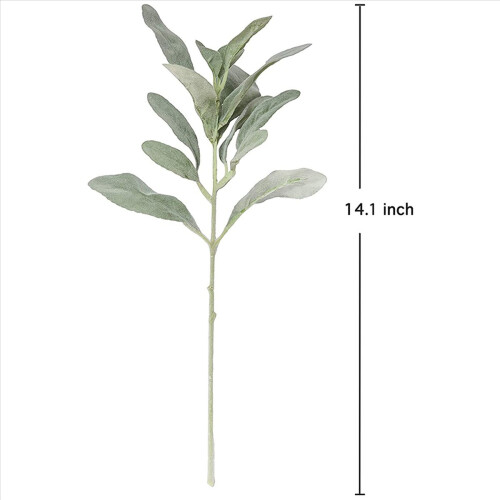 Faux Lambs Ear Stems 25Pcs Flocked Artificial Greenery Solid Fake Leav 1