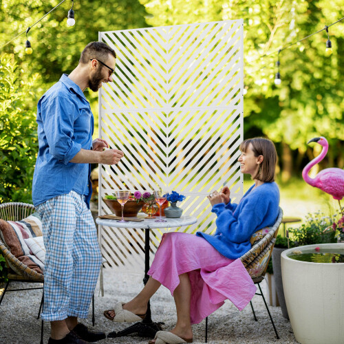 Outsunny Biombo Exterior Blanco 122 x 45 x 198 cm 1