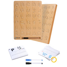 Montessori Alphabet Tracing Board for Kids, DoubleSided Wooden Letter Board with Dry Erase Book, Large Size