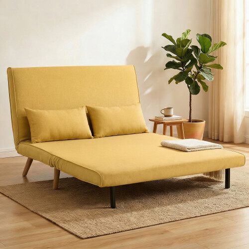 Homcom Sofá Cama Amarillo 120 x 75 x 85 cm 1