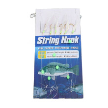 5 Stück Fischhaut-String-Haken mit leuchtenden Perlen, Salzwasser-Castoran 12#