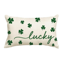 Luck Four Leaf Clovers Linen Pillowcase for Sofa Bed or Office