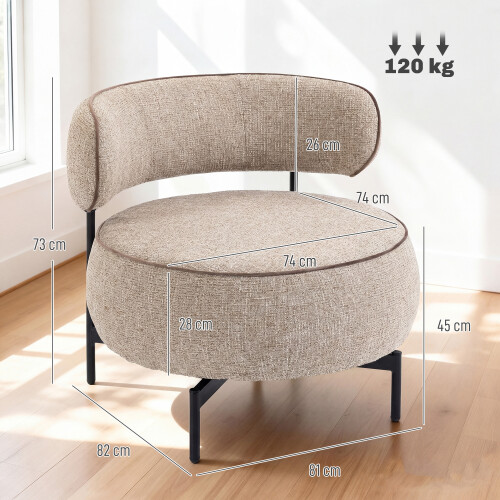 Homcom Butaca de Salón Beige 81 x 82 x 73 cm 2