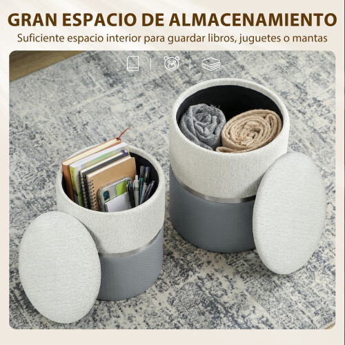 Homcom Baúles de Almacenaje Gris 36 x 36 x 45 cm 2
