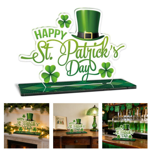 Patricks Day Acrylic Table Decors With Lucky Clovers For 1