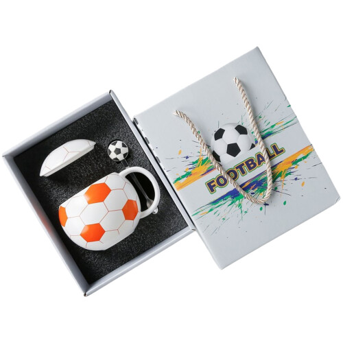 Ceramic Coffee Cup Soccer Ball Pattern Drinking Mug For-Orange