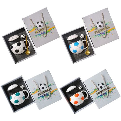 Ceramic Coffee Cup Soccer Ball Pattern Drinking Mug For-Blue 1
