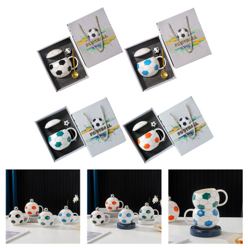 Ceramic Coffee Cup Soccer Ball Pattern Drinking Mug For-Blue 2