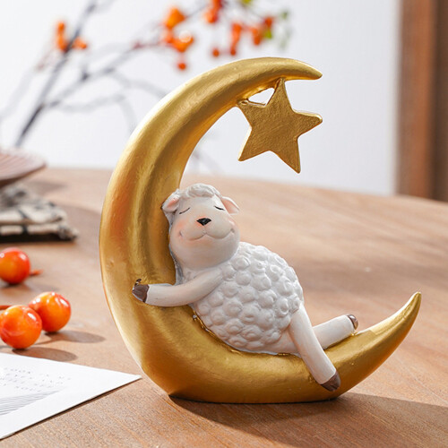 Croissants de lune mouton Figurines lune mouton Statue 1