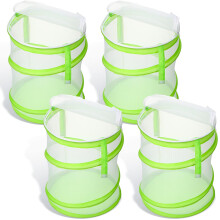 4 Pack Pop Up Butterfly Habitat Cage with Clear Mesh Visibility and Mini Capture Net 12 x 14 Inch