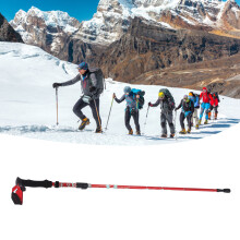 Bright Red Aluminium Alloy Telescopic Hiking Pole for Men & Women