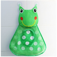 Baby Bath Toy Organizer Mesh Storage Bag with Water Spraying Pouch for Bathtub Green