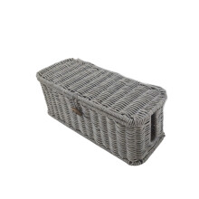 Durable PE Woven Organizers Basket With Flipping Cover-S Gray