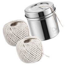 2 Rolls Cotton String With 1 Metal Dispenser For Kitchen