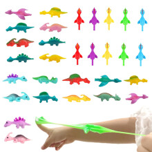 30 Pack Slingshot Dinosaur Toys with Instant Flick Launch, Stretchy Rubber Chicken Finger Toys, Random Colors for Party Favors