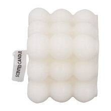 Elegante candela a cubo in cera di soia bianca fatta a mano per decorazione domestica