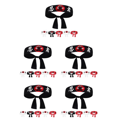 30Stk Samurai Stirnband Polyester Bunt Verstellbar Für Karate & 2