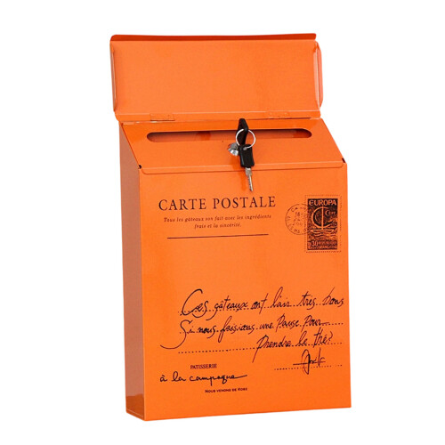 Boîte postale artistique en fer forgé-Petits caractères orange