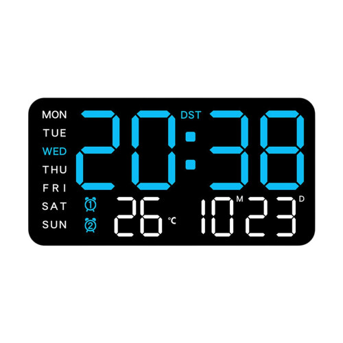 Digitale Wanduhr, großer LED-Bildschirm, Temperatur, Datum,-4 BK