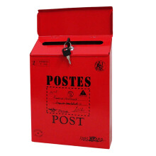 Antique Look Metal Mailbox Wall Mounted-Red big characters