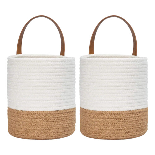 Panier tissé moderne pour Pot de fleur, panier-Blanc jaune grand