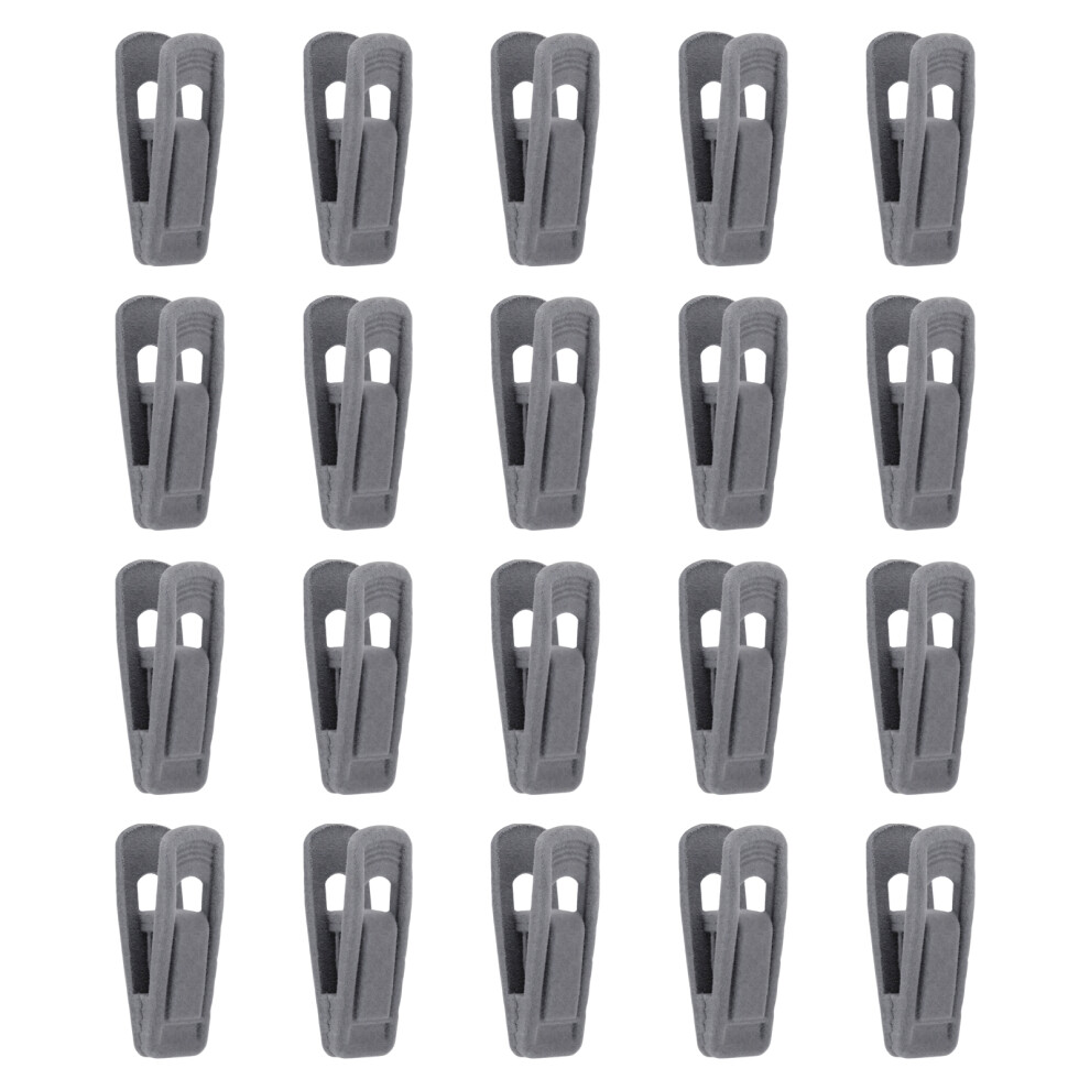 Dark/Gray 20Pcs Soft Coated Garment Holder Clothing Hanger Clip