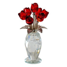 Bunte Kristall-Rosenfigur, Ornament, Frühlingsstrauß,-Rot