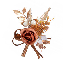 Elegante künstliche Blumen-Rosen-Ansteckblume, romantische-braun