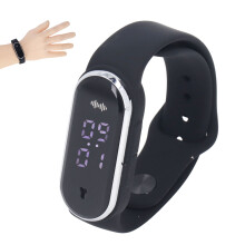 USB Rechargeable Anti Mosquito Bracelet Watch, Silica Gel, Black