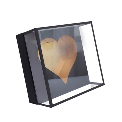 Elegant Heart Design Acrylic Display Case Anniversary-Black