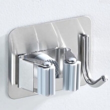 Stainless Steel Wall Mounted Mop Clip Grey 210g Punch-Free Hook