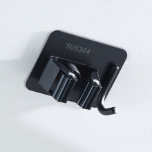 Stainless Steel Wall Mounted Mop Clip Black Punch-Free Broom Holder