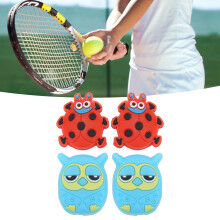 4 pcs Cartoon Animal Tennis Dampeners, Silica Gel Shock Absorbers, Red Ladybird & Owl 2.7/2.8cm