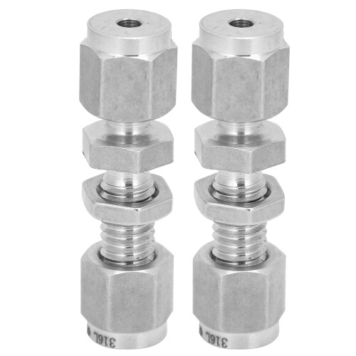 2Pcs Compression Bulkhead 316 Stainless Steel Double Ferrule Fitting Connector Accessory??3