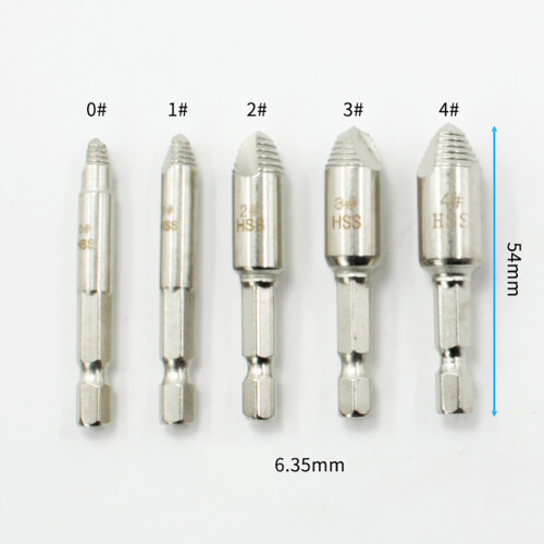 5pcs HSS Tapper Pipe Broken Screw Remover Stripped Screw Tap Extractor 2