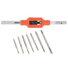 7Pcs Tap Mini Alloy Steel Machine Screw Thread 1Pc Wrench Holder Industry Manual Tools