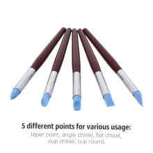 5pcs Rubber Tip Paint Brushes Clay Tools for Sculpture Pottery Color Shaping Blending Drawing Modeling Remove Fingerprints