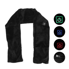 Heated Scarf Adjustable Temperature Long Heating Neck Scarf Neckwear with Pockets Black