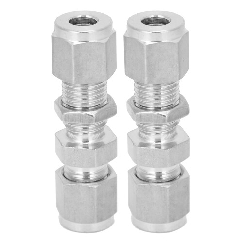 2Pcs Compression Bulkhead 316 Stainless Steel Double Ferrule Fitting Connector Accessory??6 1