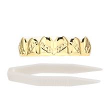 Plated Teeth Brace Metal Fashionable Teeth Decoration Jewelry for Halloween PartyGold